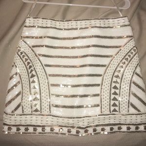 White & Gold sequin mini skirt
